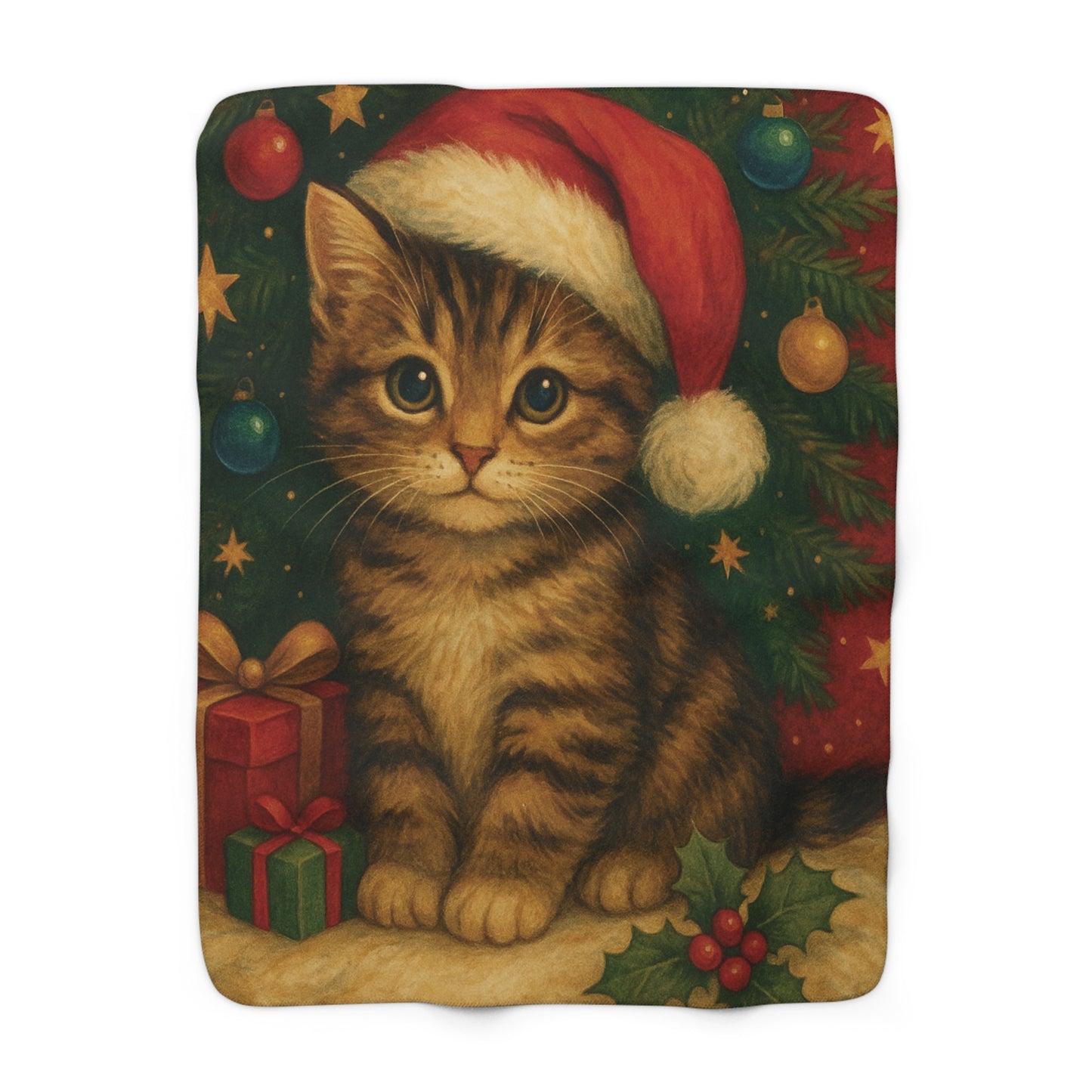 Cozy Cat-Themed Sherpa Fleece Blanket for Cat Lovers, Holiday Home Decor, Gift for Pet Owners, Christmas Throws, Soft Warm Blankets